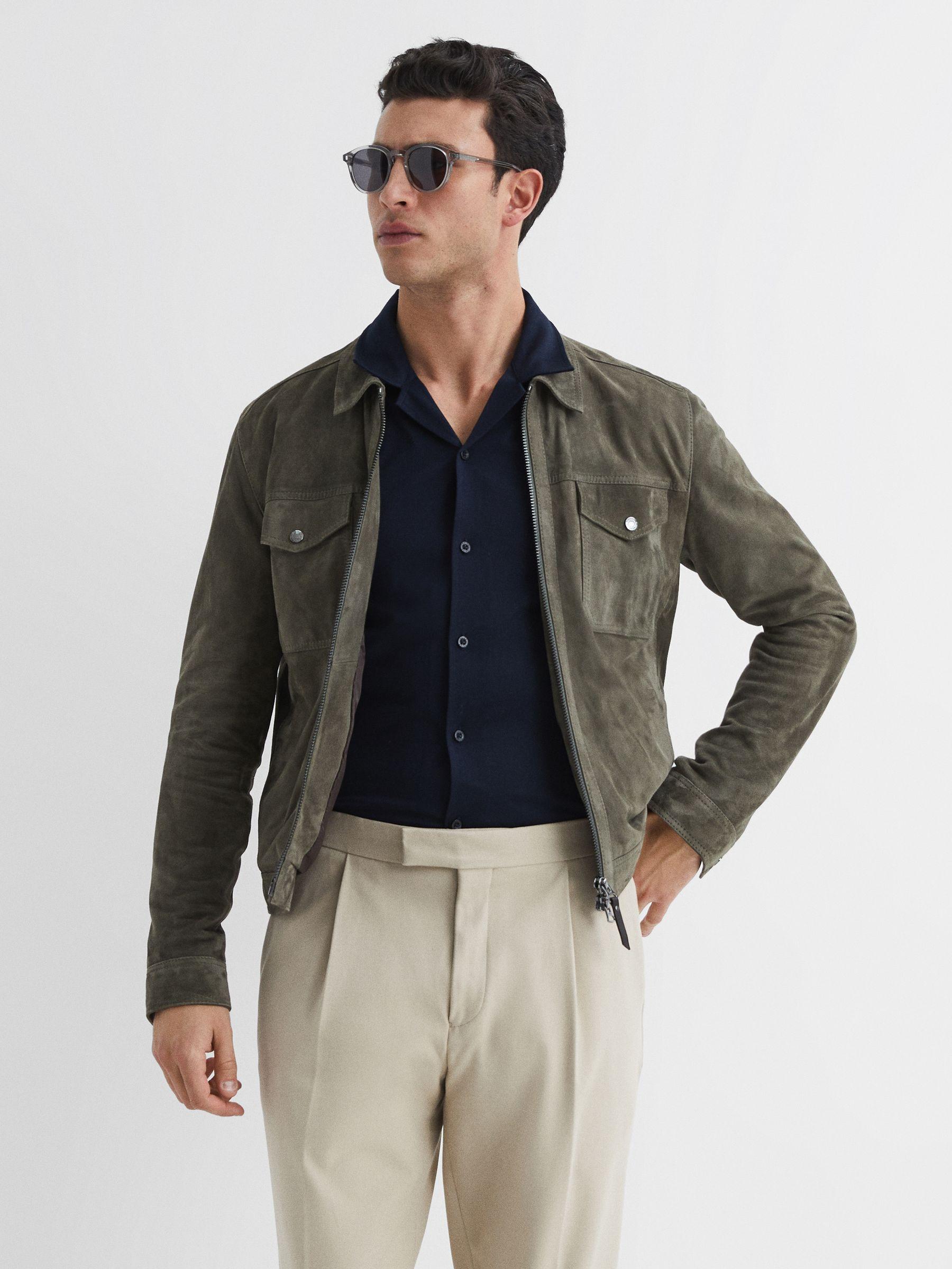 Mercerised 100% Cotton Jersey Cuban Collar Shirt in Navy Product Image