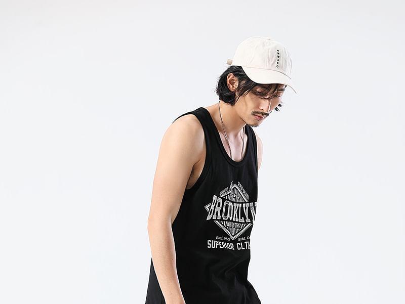 Sleeveless Scoop Neck Lettering Tank Top Product Image