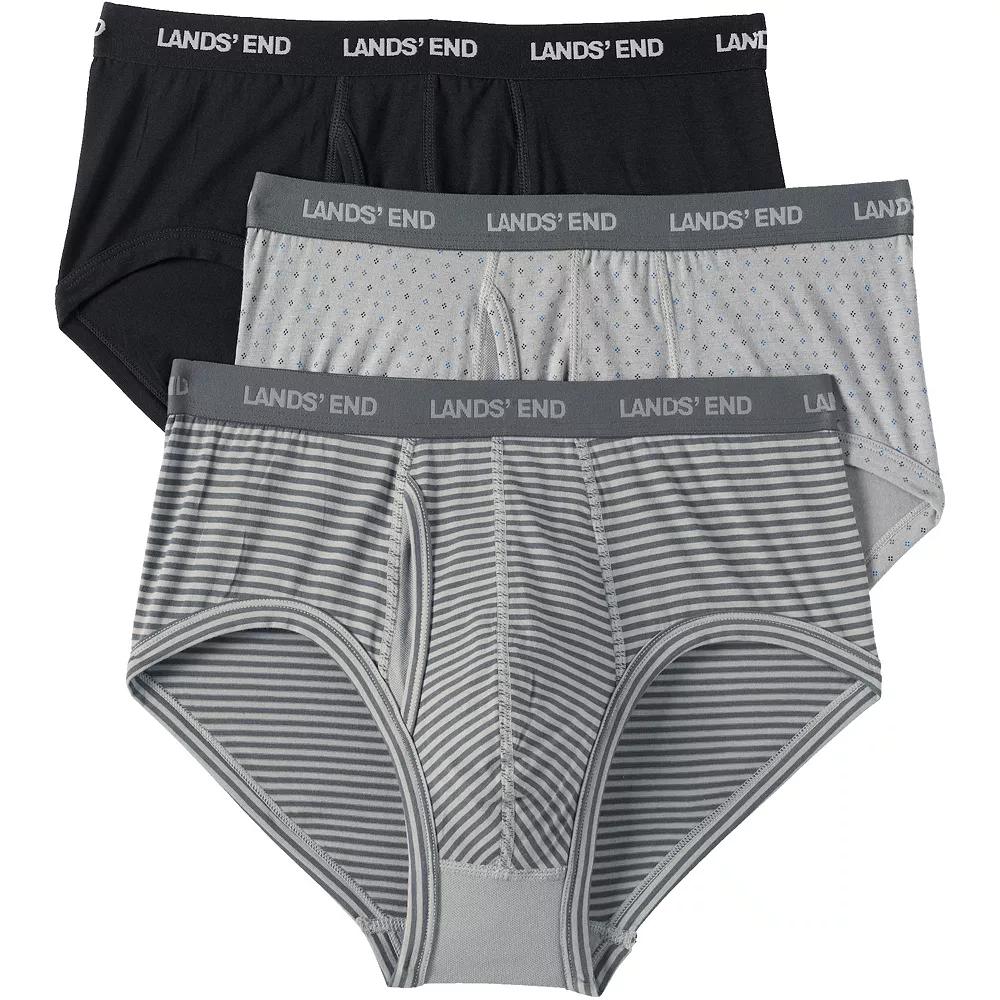 Men's Lands' End 3-Pack Comfort Briefs, Size: Medium, Black Gray Product Image