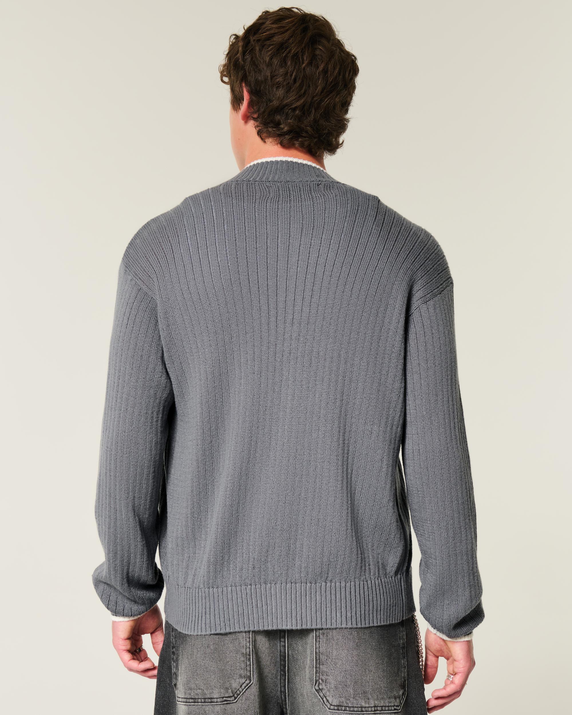 Shrunken Ribbed Zip-Up Sweater Product Image