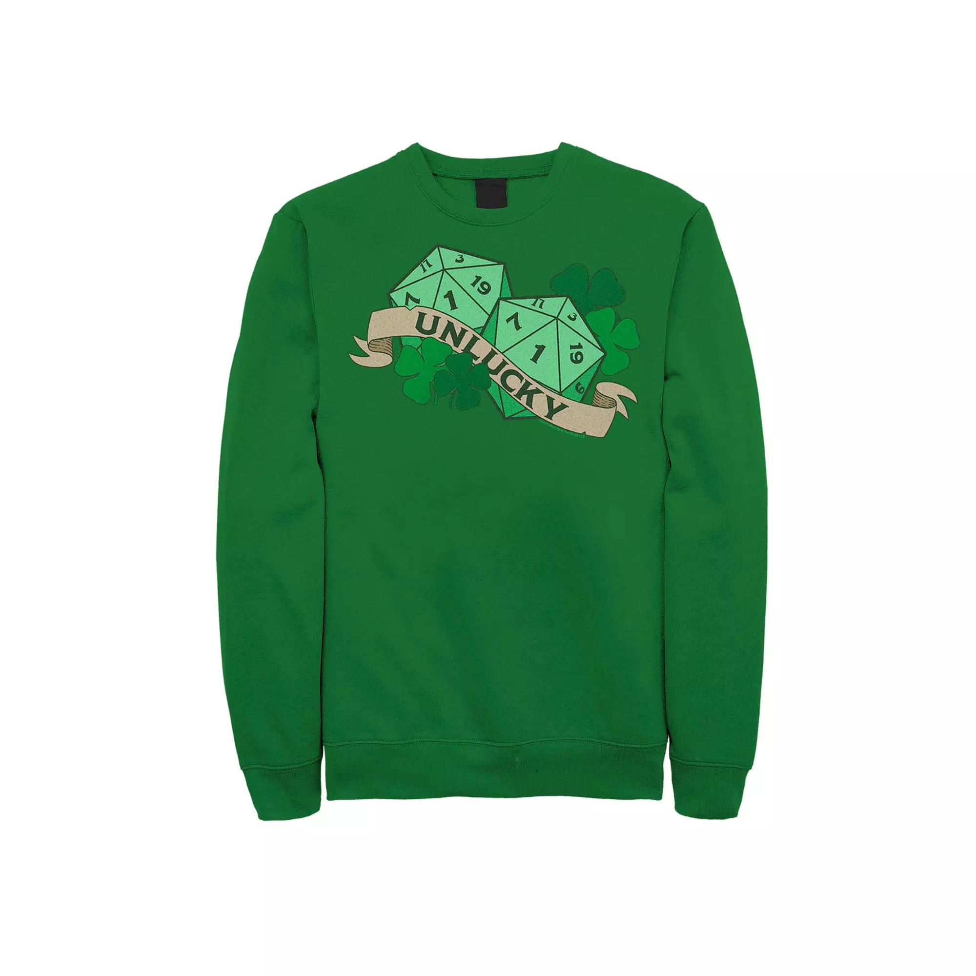 Men's Dungeons & Dragons Unlucky Double Ones Dice Roll St. Patrick's Day Sweatshirt, Size: XL, Kelly Product Image