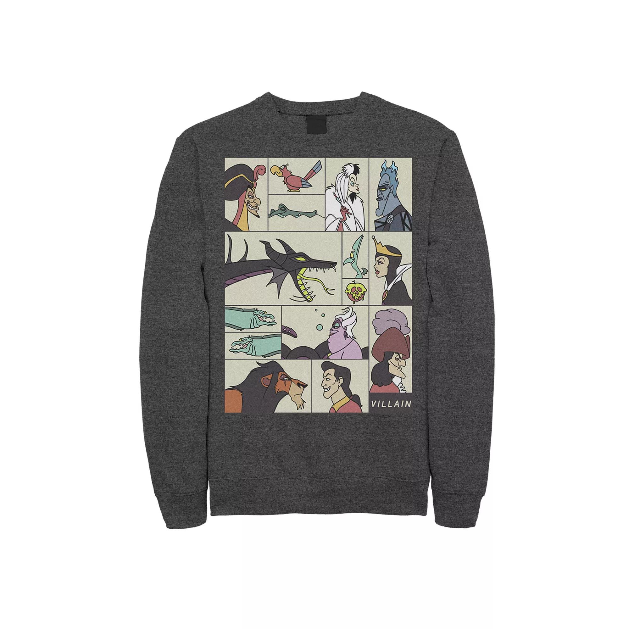 Disney Villains Men's Comic Style Portrait Panels Sweatshirt,  Product Image