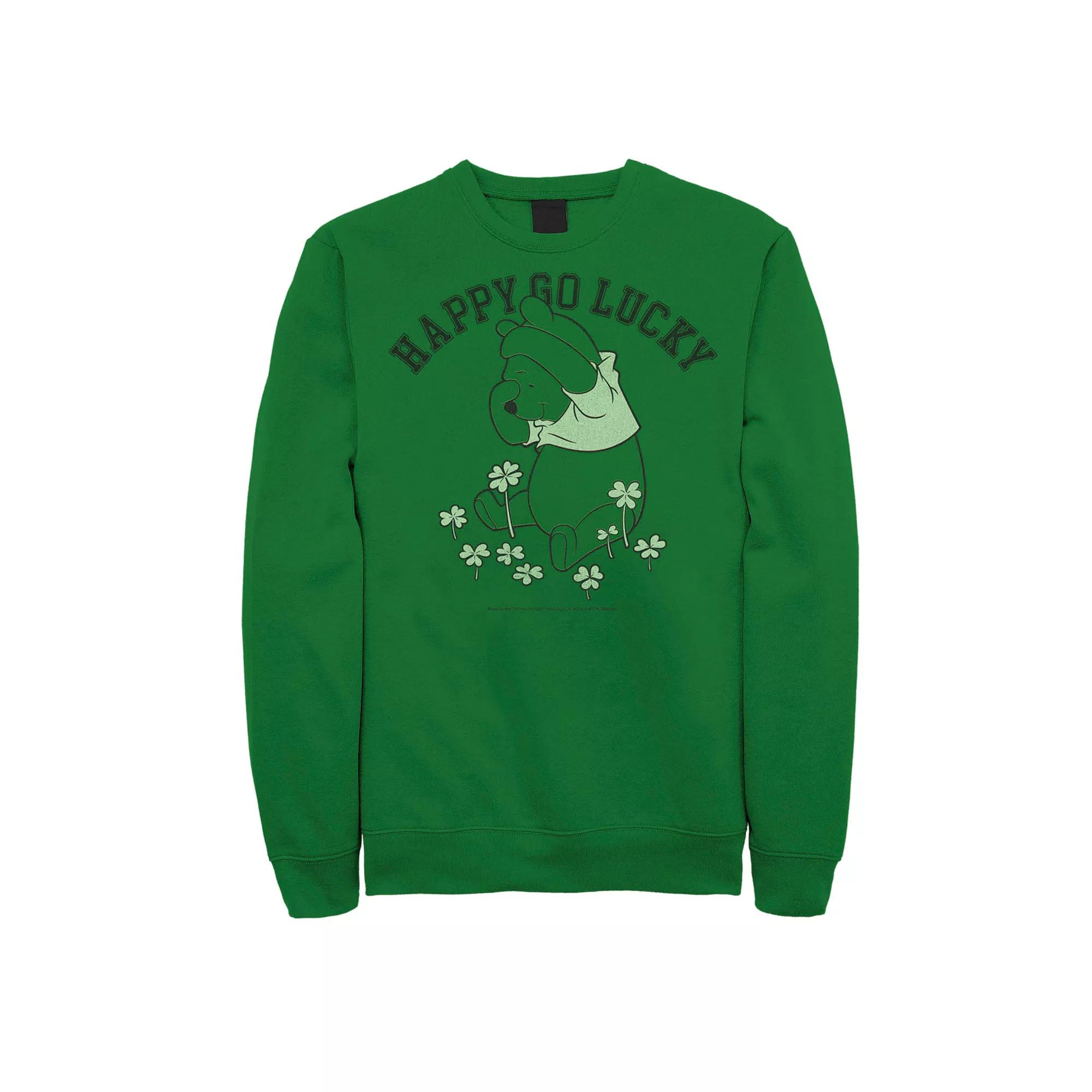 Disney's Winnie The Pooh Happy Go Lucky St. Patrick's Day Men's Sweatshirt,  Product Image