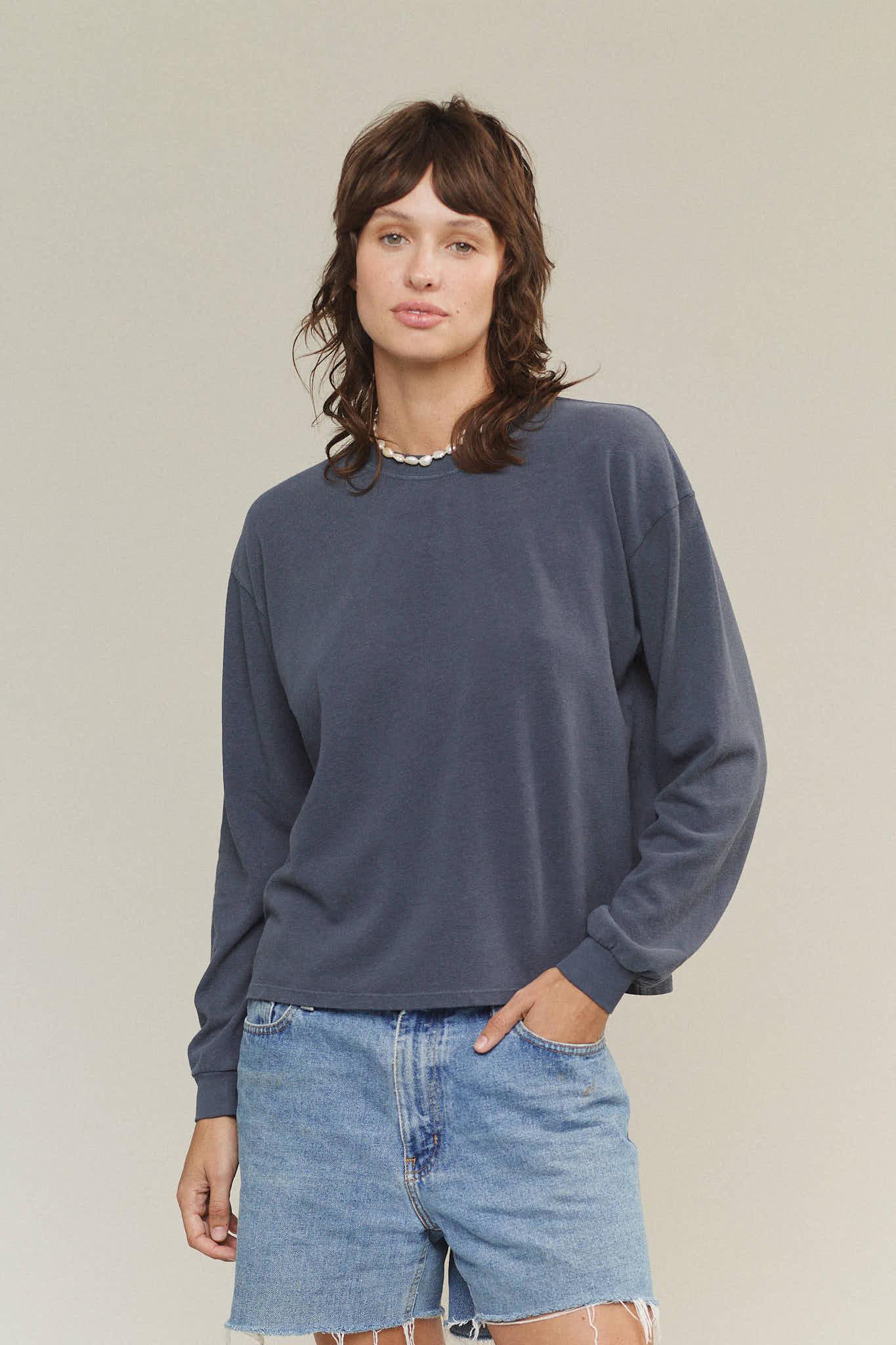 Cropped Long Sleeve Tee - Sale Colors Female Product Image