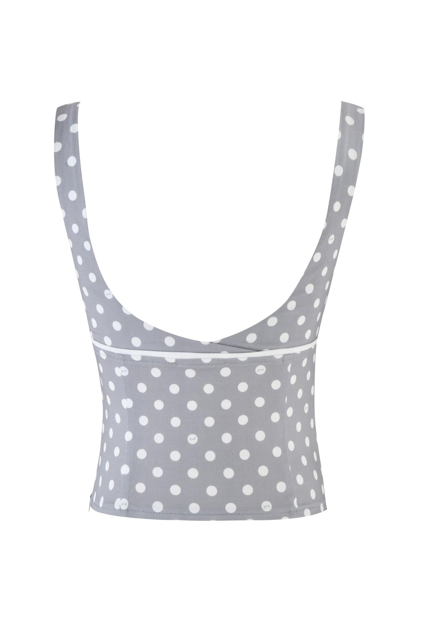 MELDA TOP - GREY : GREY POLKA DOT Product Image