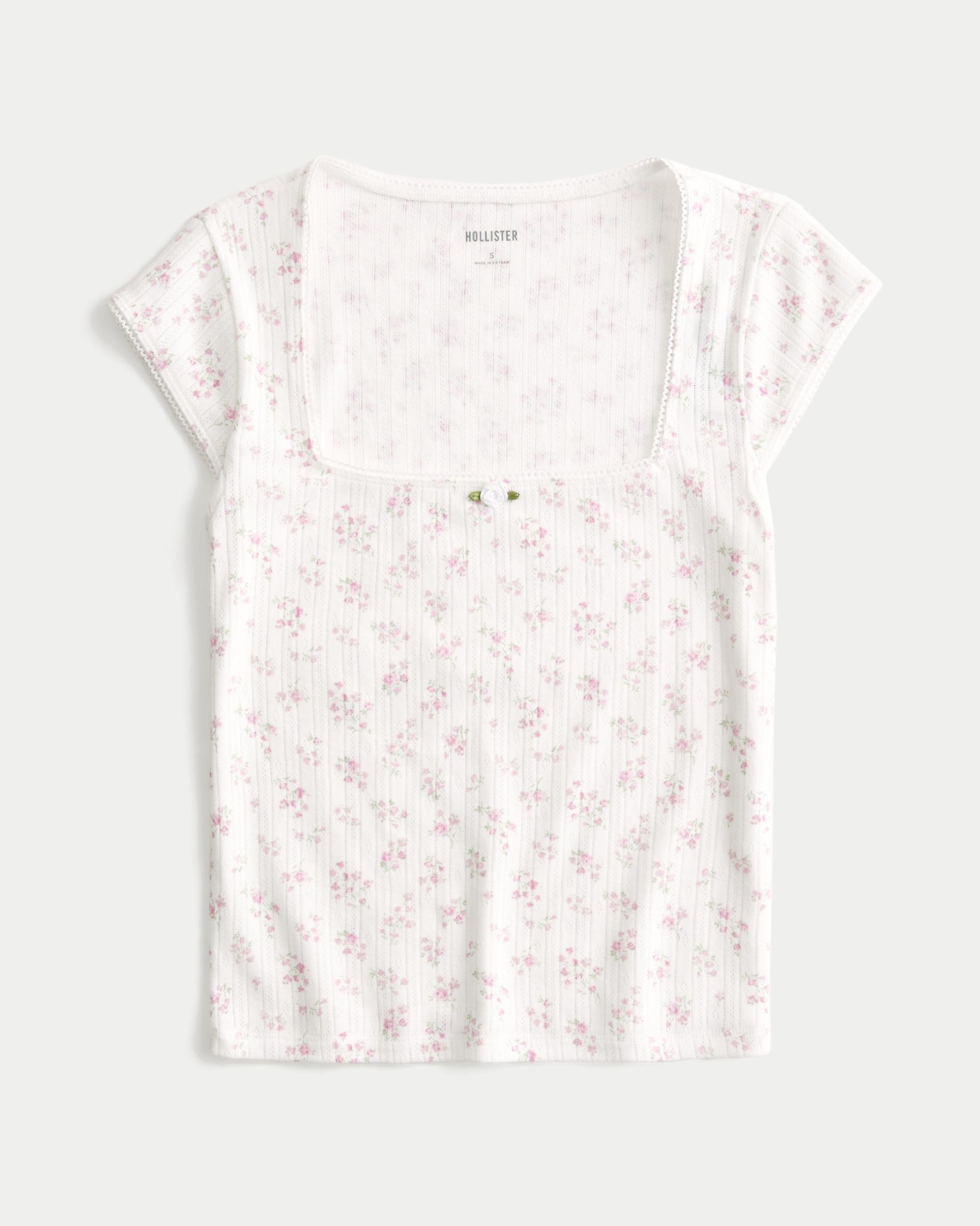 Pointelle Square-Neck Top Product Image