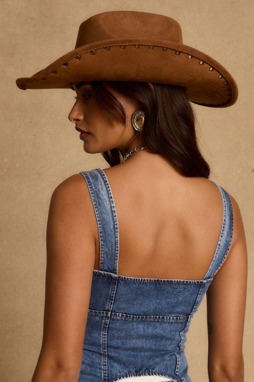 Maeve Brown Faux Suede Cowboy Hat Product Image