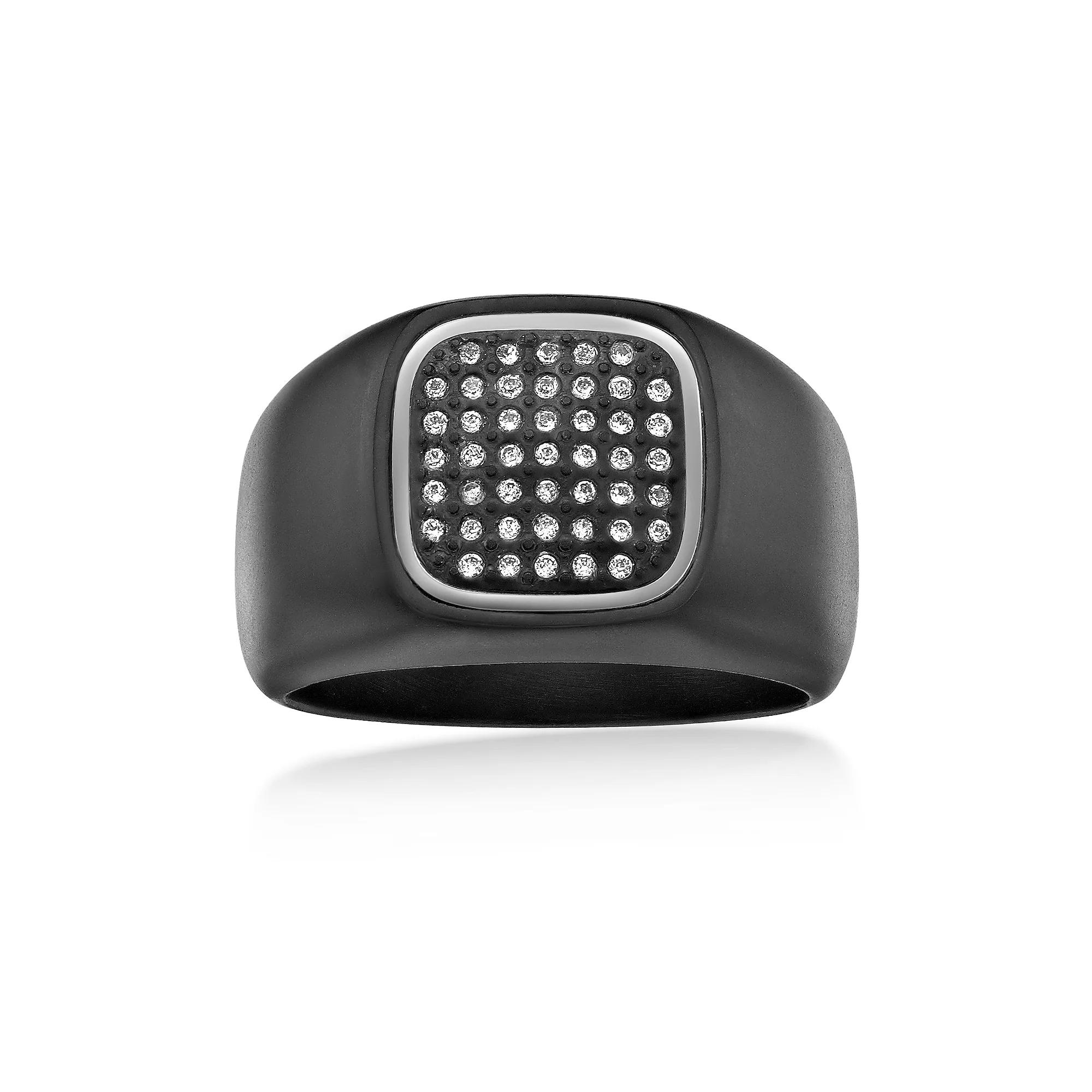 Men's LYNX Stainless Steel Lab-Created White Sapphire Ring, Size: 10 Product Image