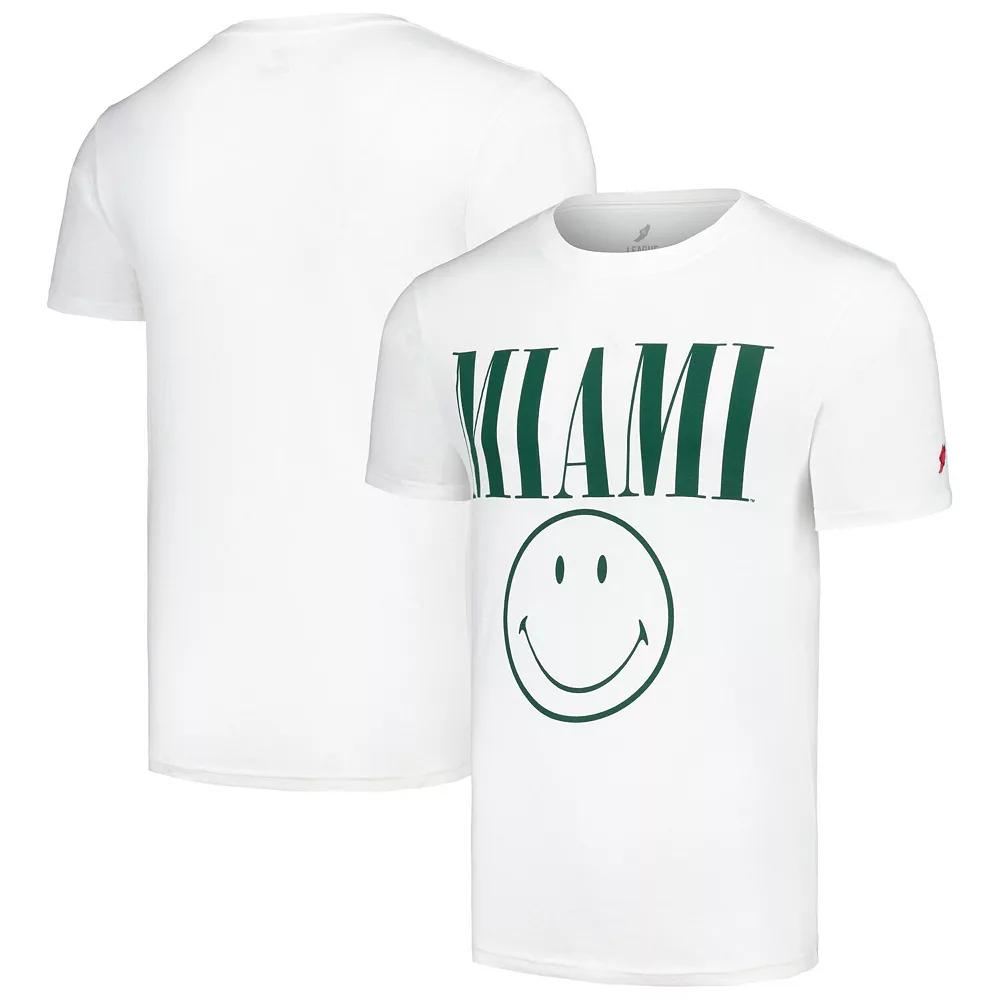 Men's League Collegiate Wear White Miami Hurricanes Smiley All American T-Shirt,  Product Image