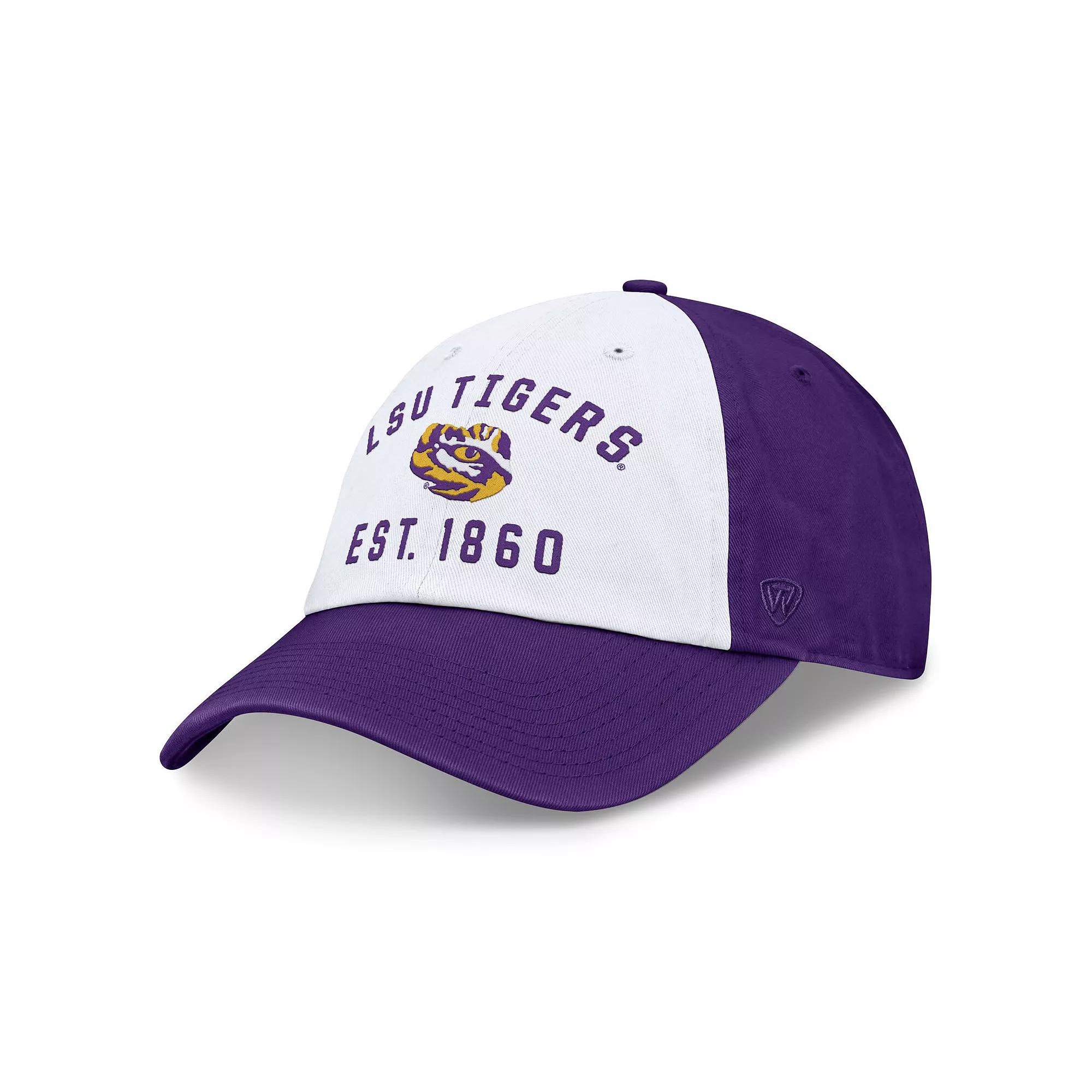 Men's Top of the World White/Purple LSU Tigers Heritage Weston Adjustable Hat Product Image