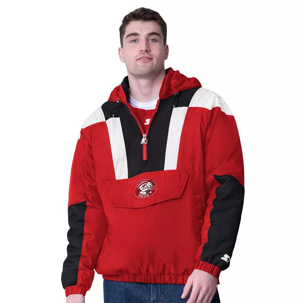 Men's Starter  Red Cincinnati Reds Cooperstown Collection Charger Half-Zip Jacket, Size: Large, Red Red Product Image