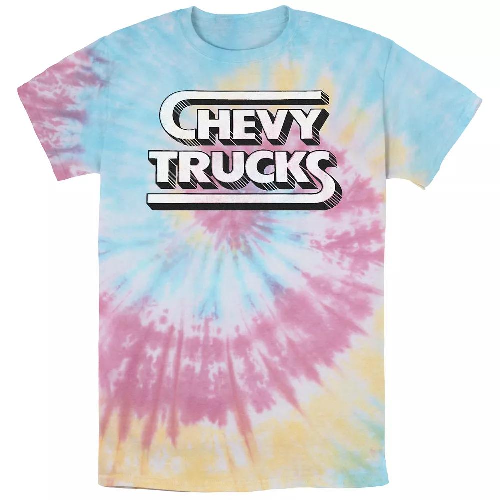 Men's Chevy Trucks Logo Tie Dye Graphic Tee, Size: Small, Blue Pink Light Yellow Product Image