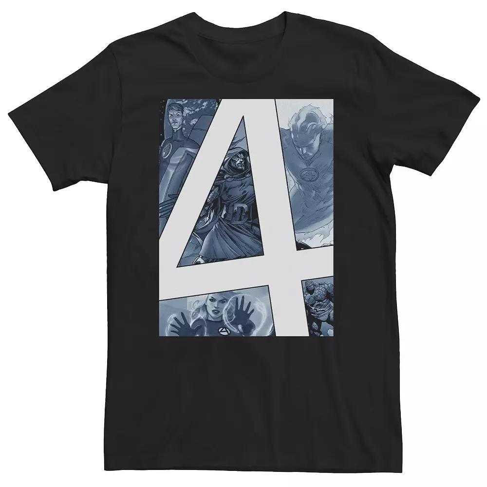 Big & Tall Marvel Fantastic Four Slanted Numeral Center Logo Tee, Men's,  Product Image