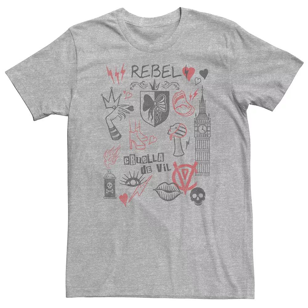 Big & Tall Disney Cruella Rebel Fashion Sketches Tee, Men's,  Product Image