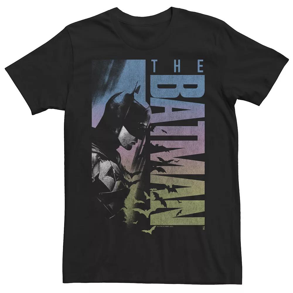 Men's DC Comics The Batman Distressed Rainbow Poster Tee,  Product Image