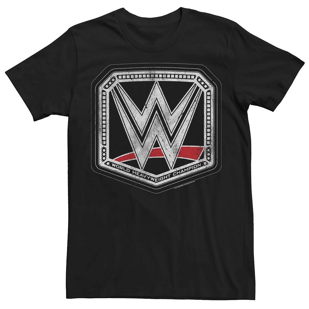 Men's WWE World Heavyweigth Champion Silver Logo Tee, Size: XL, Black Product Image