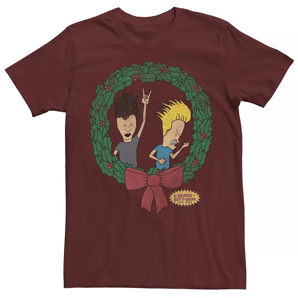 Men's Beavis And Butthead Christmas Wreath Tee,  Product Image