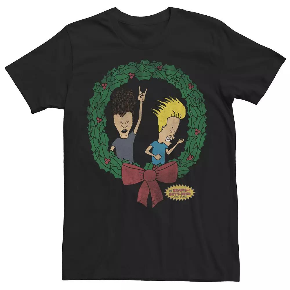 Men's Beavis And Butthead Christmas Wreath Tee,  Product Image