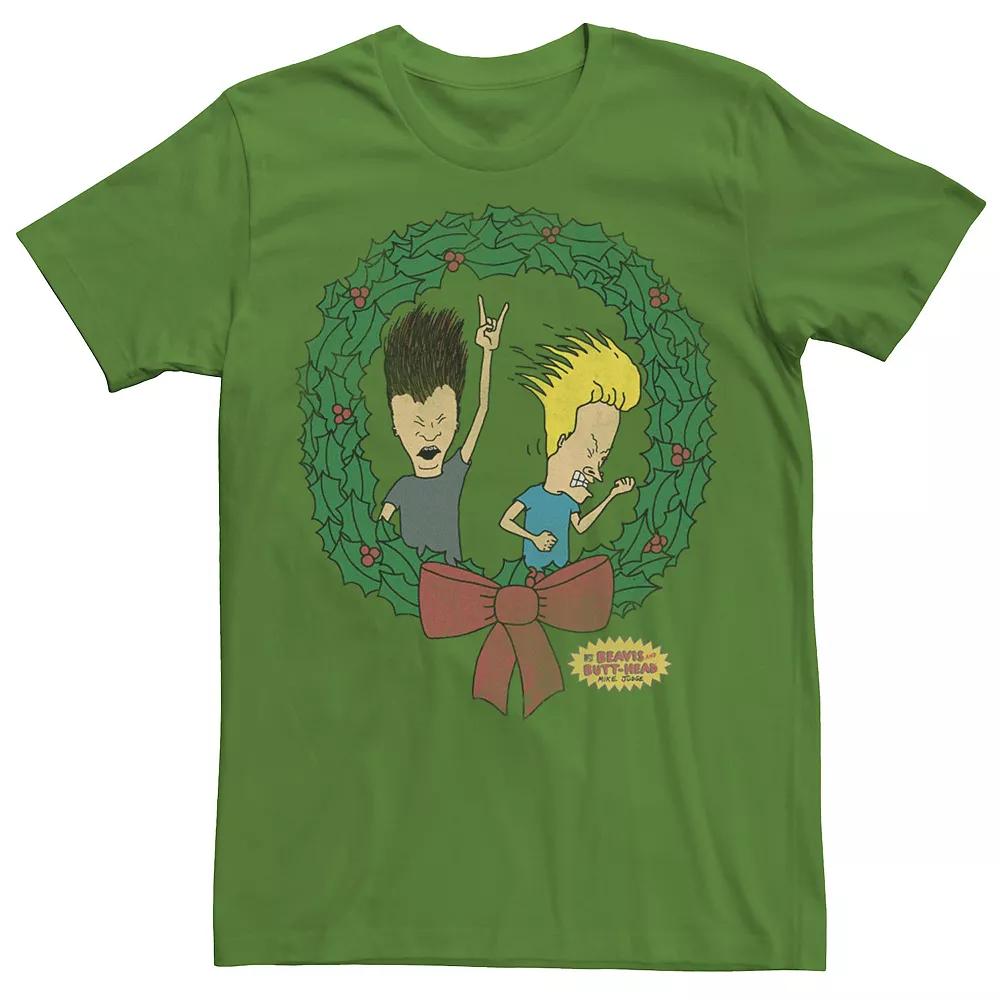 Men's Beavis And Butthead Christmas Wreath Tee,  Product Image