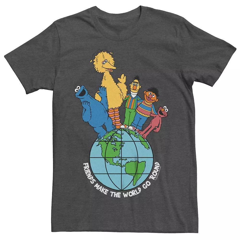 Big & Tall Sesame Street Friends Make The World Go Round Tee, Men's, Size: XL Tall, Grey Heather Product Image