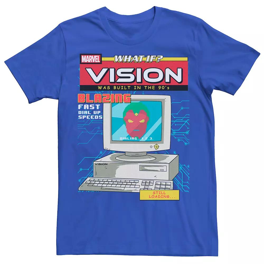 Men's Marvel What If? Vision Was Built In The 90's Comic Cover Graphic Tee, Size: Small, Royal Product Image
