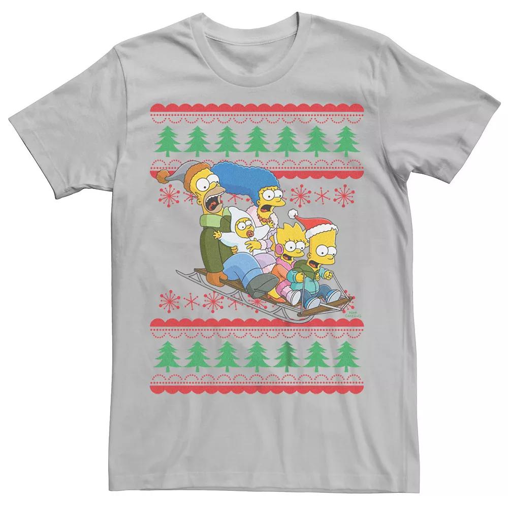 Men's The Simpsons Family Sleigh Ride Sweater Graphic Tee,  Product Image