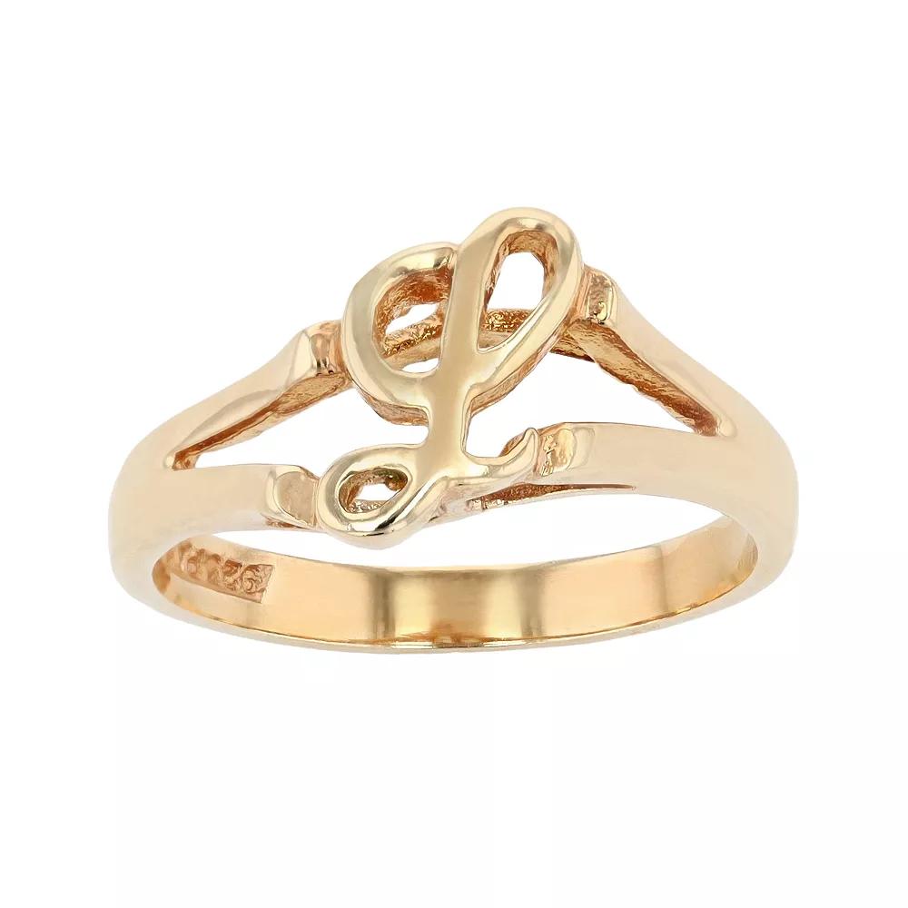 Traditions Jewelry Company 18k Gold Over Silver Script Initial Ring, Womens Product Image