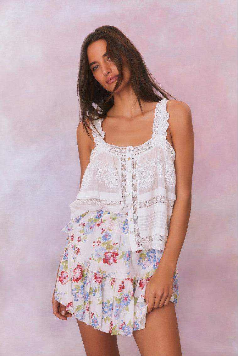 Ruffle Mini Floral Skirt Product Image