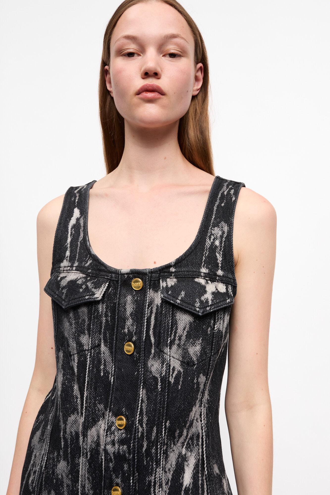 Black Denim Mini Dress Product Image