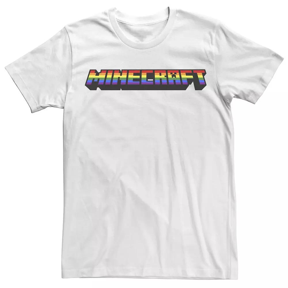 Men's Minecraft Rainbow Pixelated Logo Tee,  Product Image
