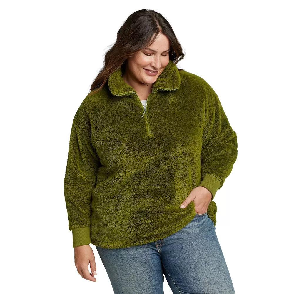 Plus Size Eddie Bauer Quest Plush 1/4 Zip Relaxed Pullover, Women's, Size: 2XL, Wntrgrn Product Image