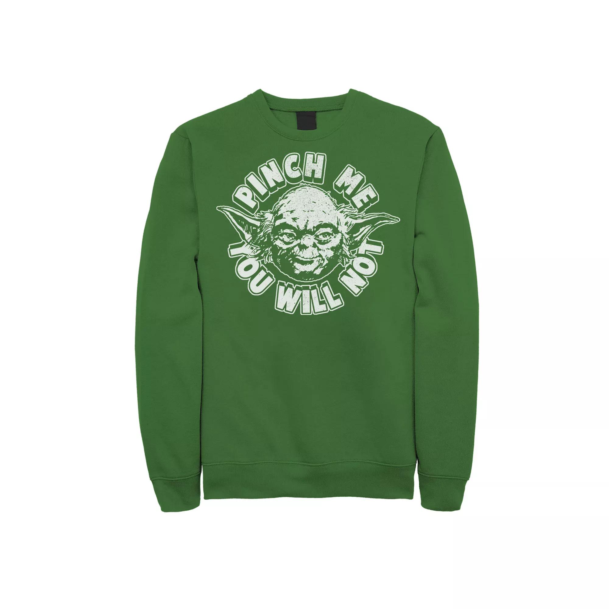 Men's Star Wars Yoda "Pinch Me You Will Not" Fleece Sweatshirt, Size: XL, Kelly Product Image