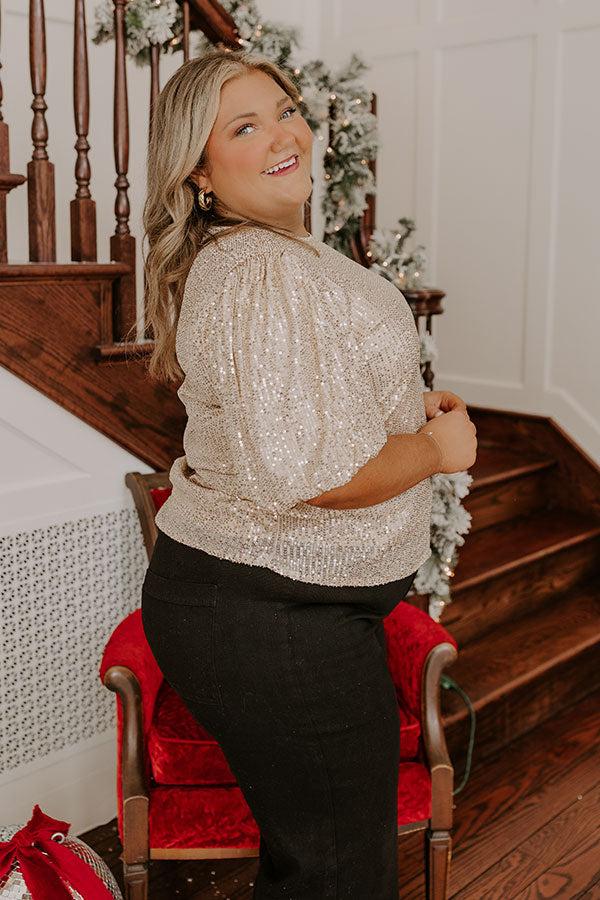 Champagne Sippin' Sequin Top Curves Product Image