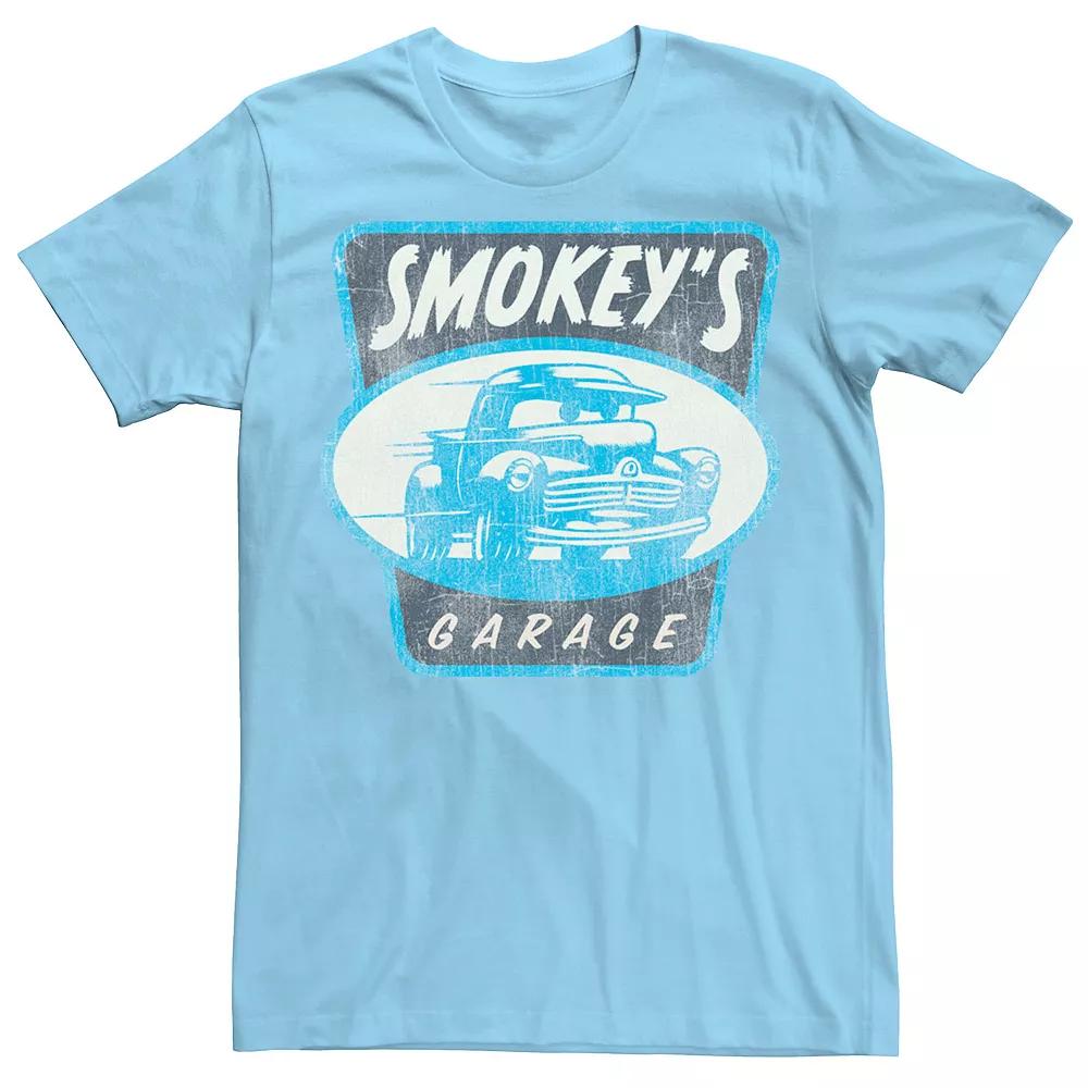 Disney / Pixar's Car's Men's Grungy Vintage Smokey's Garage Tee, Size: Medium, Light Blue Product Image