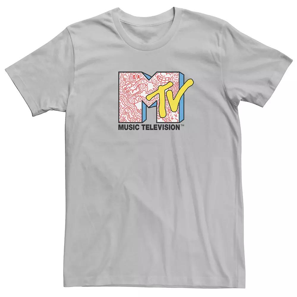 Men's MTV Music Television Doodle Fill Logo Tee, Size: Small, Silver Product Image