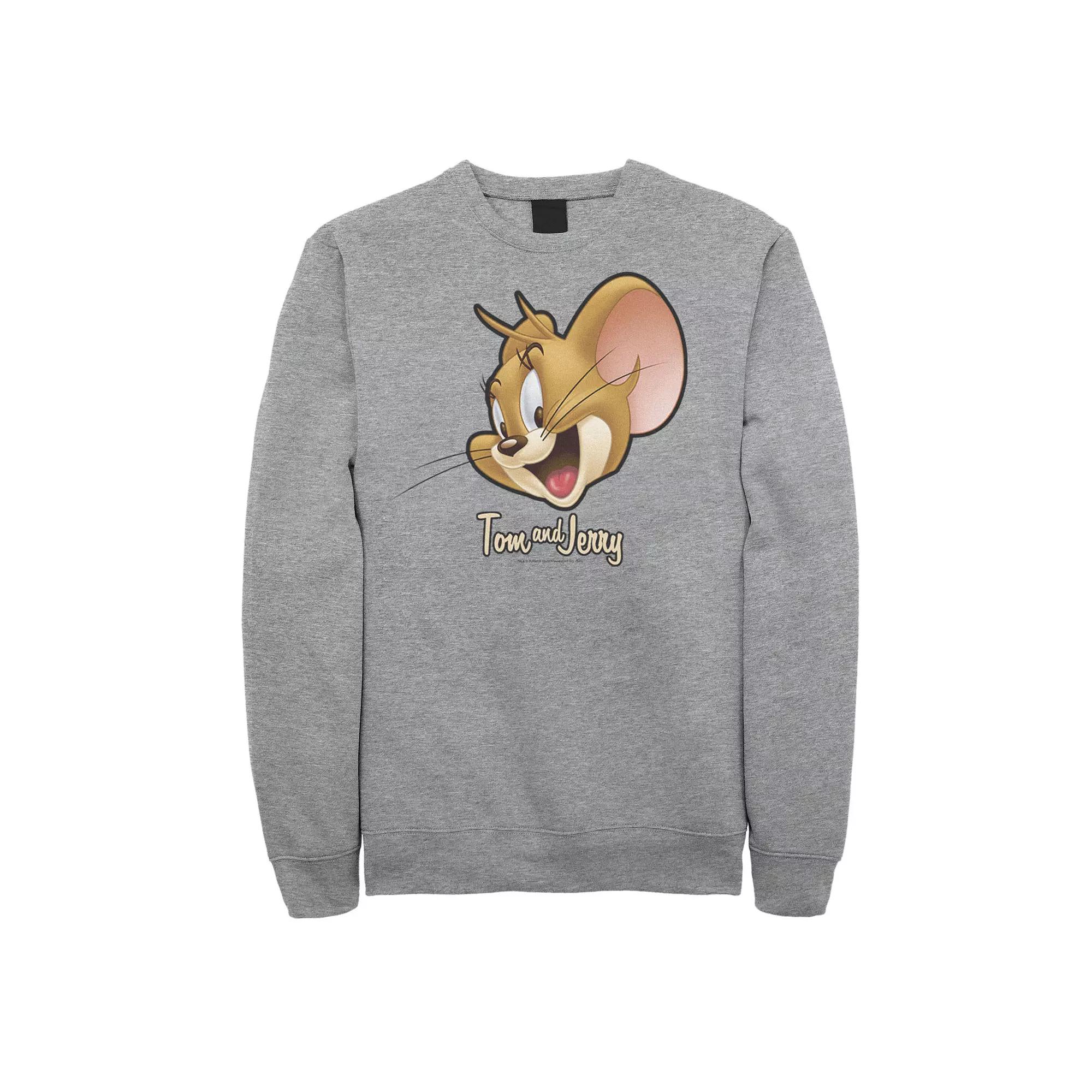 Men's Tom And Jerry Simple Jerry Big Face Sweatshirt, Size: Large, Athletic Grey Product Image