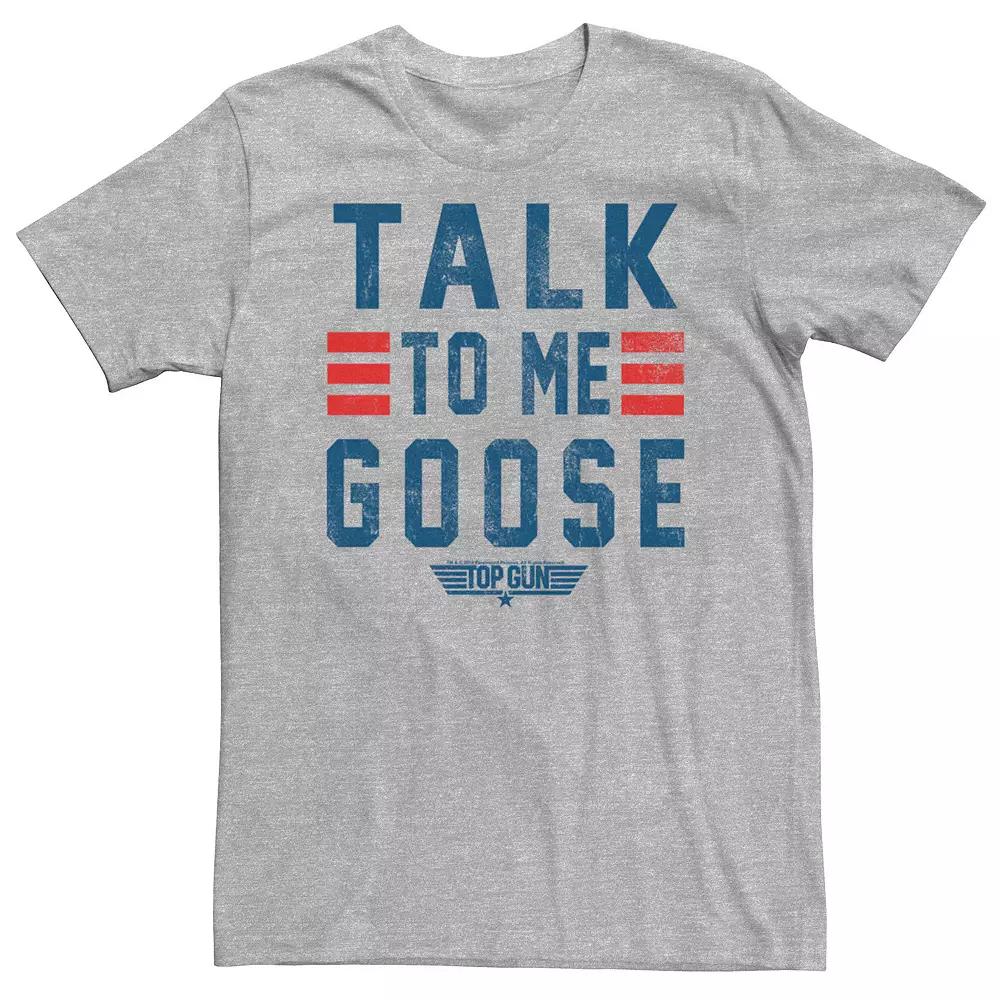 Big & Tall Top Gun Talk To Me Goose Distressed Text Tee, Men's, Size: Large Tall, Athletic Grey Product Image