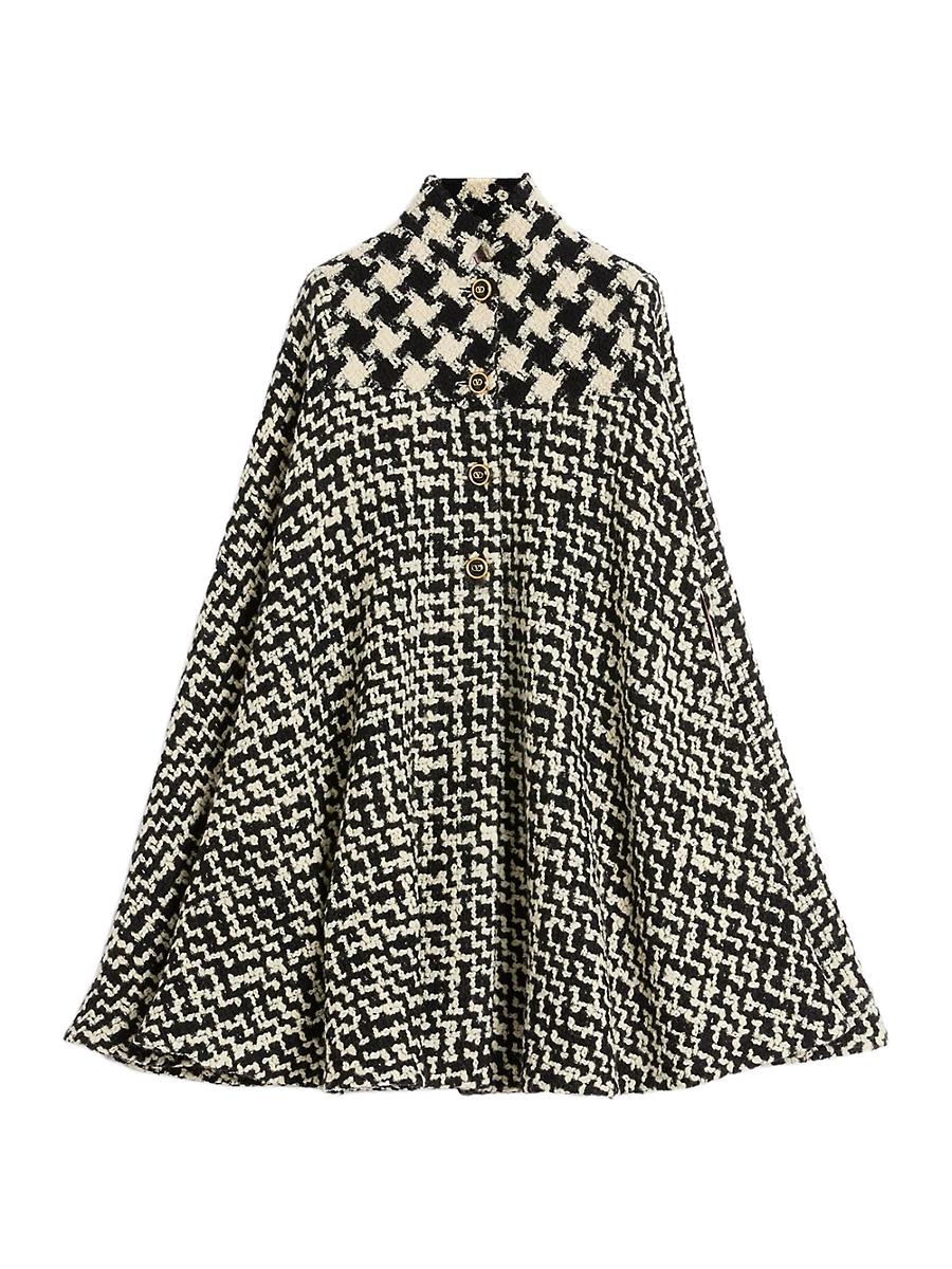 Womens Geometric Tweed Cape Product Image