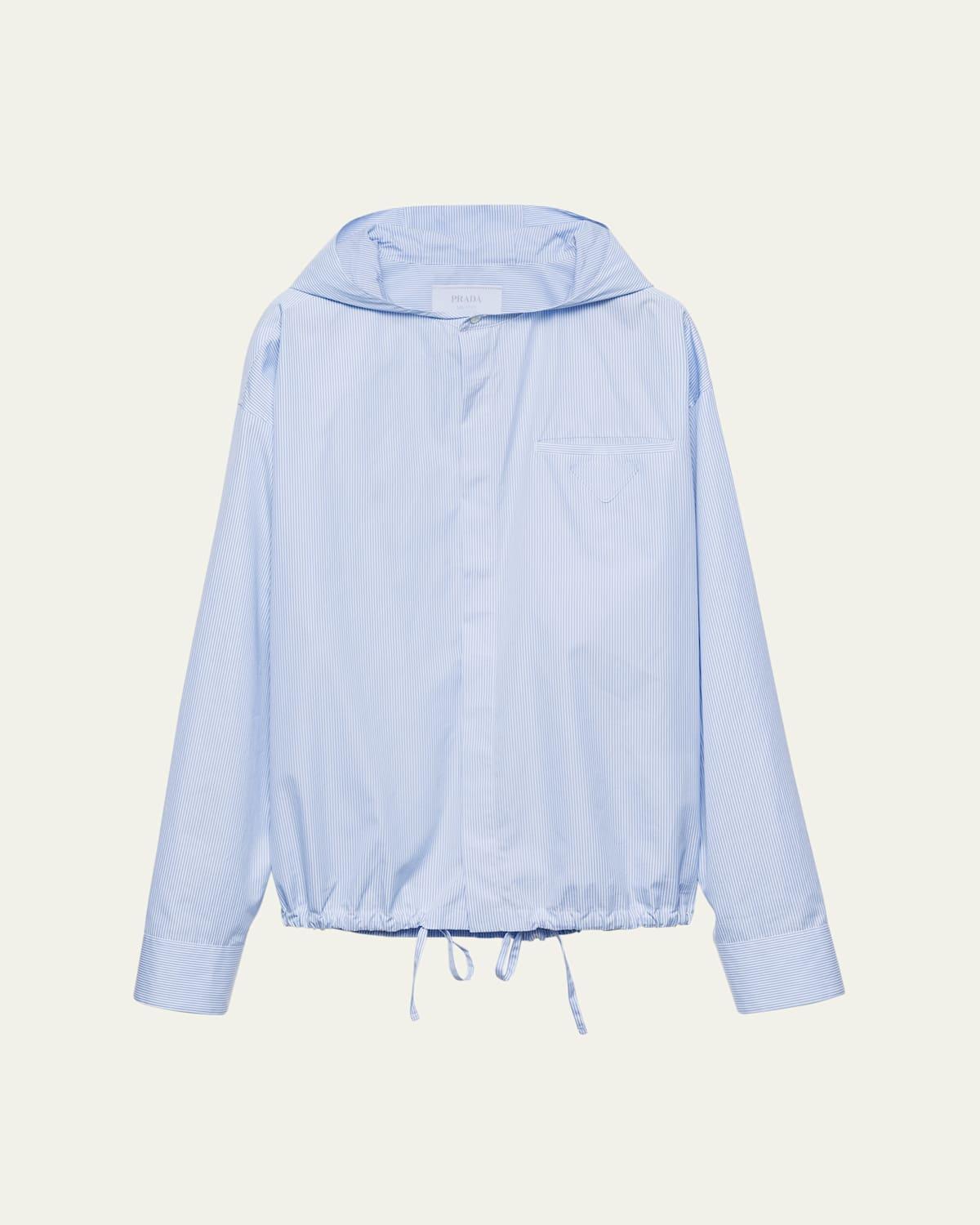 Mens Pinstripe Button-Down Hoodie Product Image