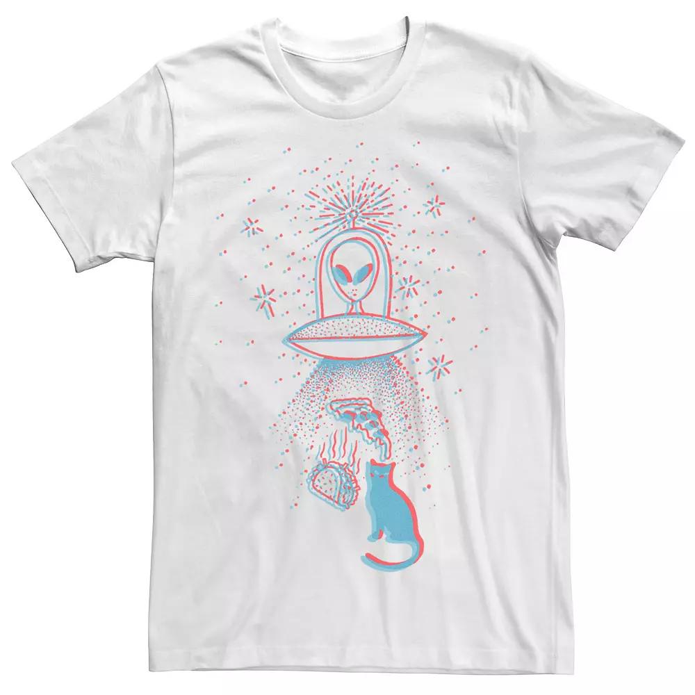 Men's Cats, Pizza And Tacos Being Abducted Graphic Tee,  Product Image