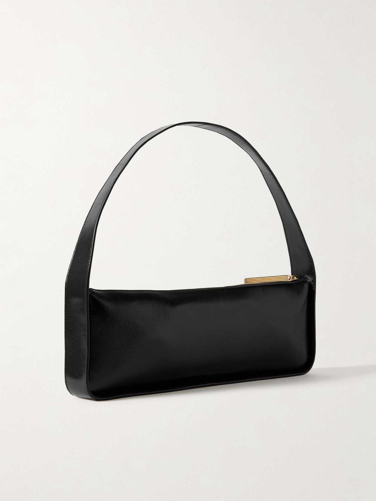 KHAITE Lori Crackle Patent Leather Shoulder Bag In Black Product Image