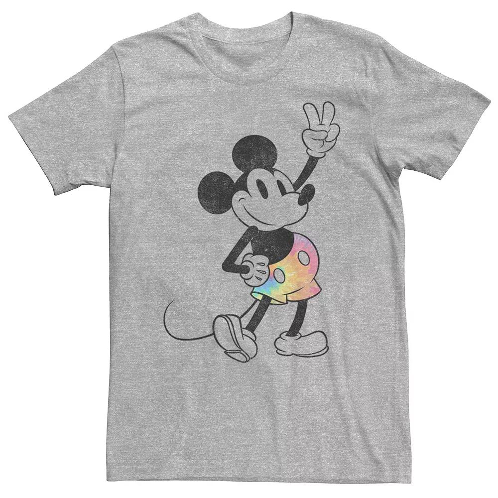 Big & Tall Disney Mickey Mouse Peace Sign Rainbow Short Tee, Men's,  Product Image