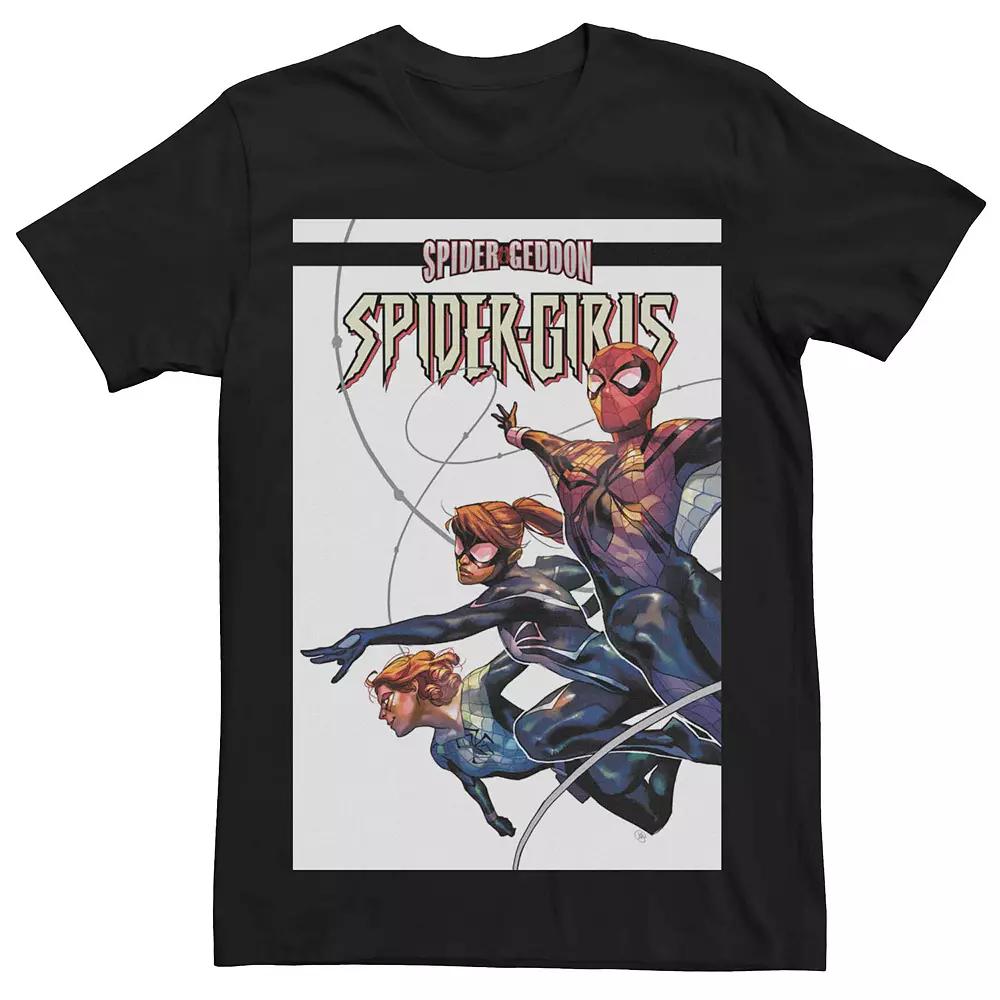 Men's Marvel's Spider-Geddon Spider-Girls #1 Comic Cover Tee, Size: Large, Black Product Image
