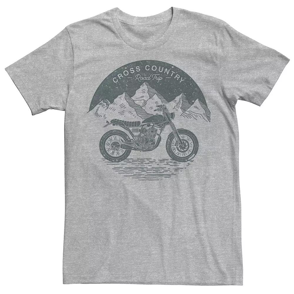 Men's Cross Country Road Trip Motorcycle Circle Tee, Boy's, Size: XXL, Athletic Grey Product Image