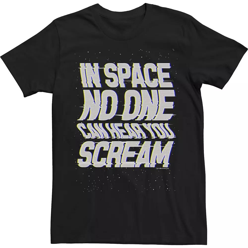 Men's Alien In Space No One Can Hear You Scream Text Wave Tee, Size: Large, Black Product Image