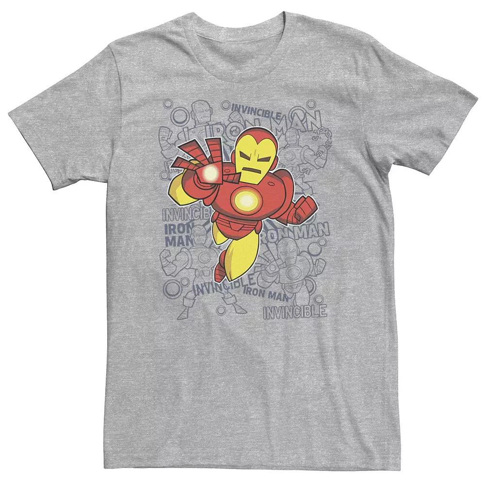 Big & Tall Marvel Iron Man Retro Portrait Sketch Background Tee, Men's, Size: 4XL, Athletic Grey Product Image