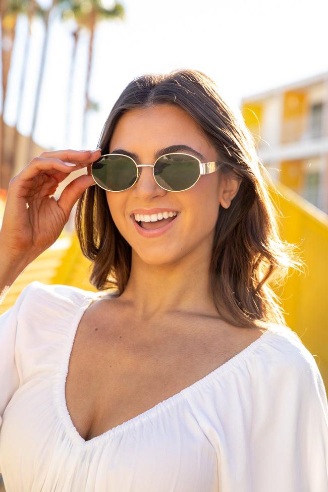 Gold Oval Wire Framed Sunglasses FINAL SALE Product Image