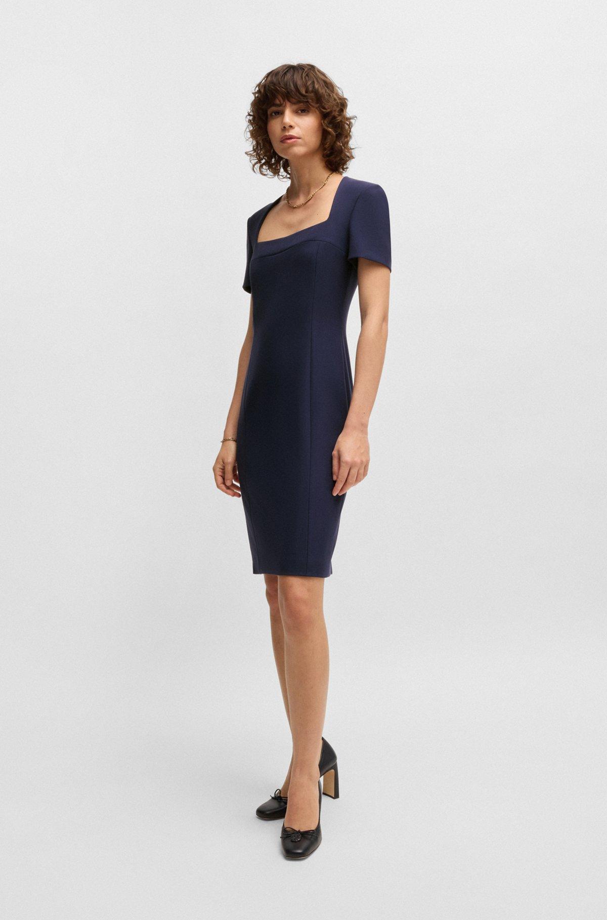 Square-neck slim-fit dress in stretch material Product Image