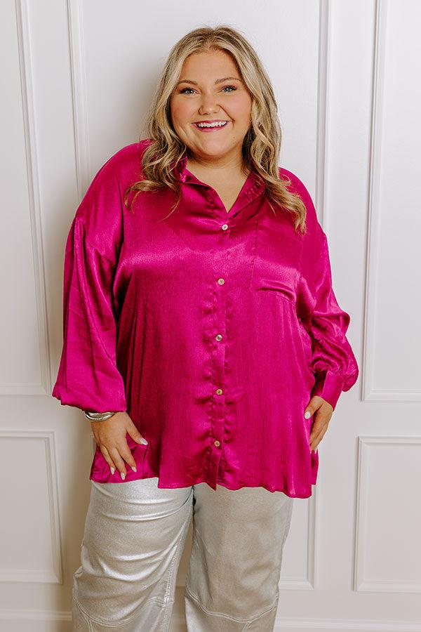 For The Record Button Up In Fuchsia Curves Product Image