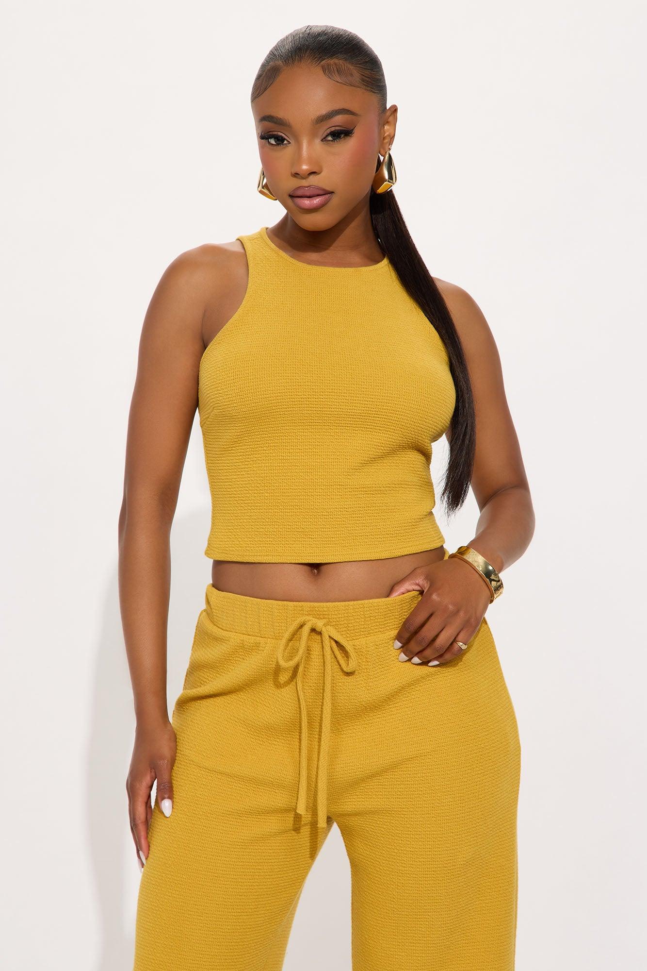 Alana Textured Wide Leg Pant Set - Mustard Female Product Image